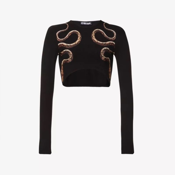 The Kript Viper Snake-Print Stretch-Woven Crop Top, small - Picture 3 of 14